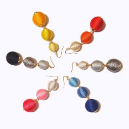 Silk Bon Bon Dangle Earrings