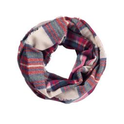 Pink & Green Plaid Infinity Scarf